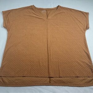 47 Women's Tan Short Sleeve Textured Tee